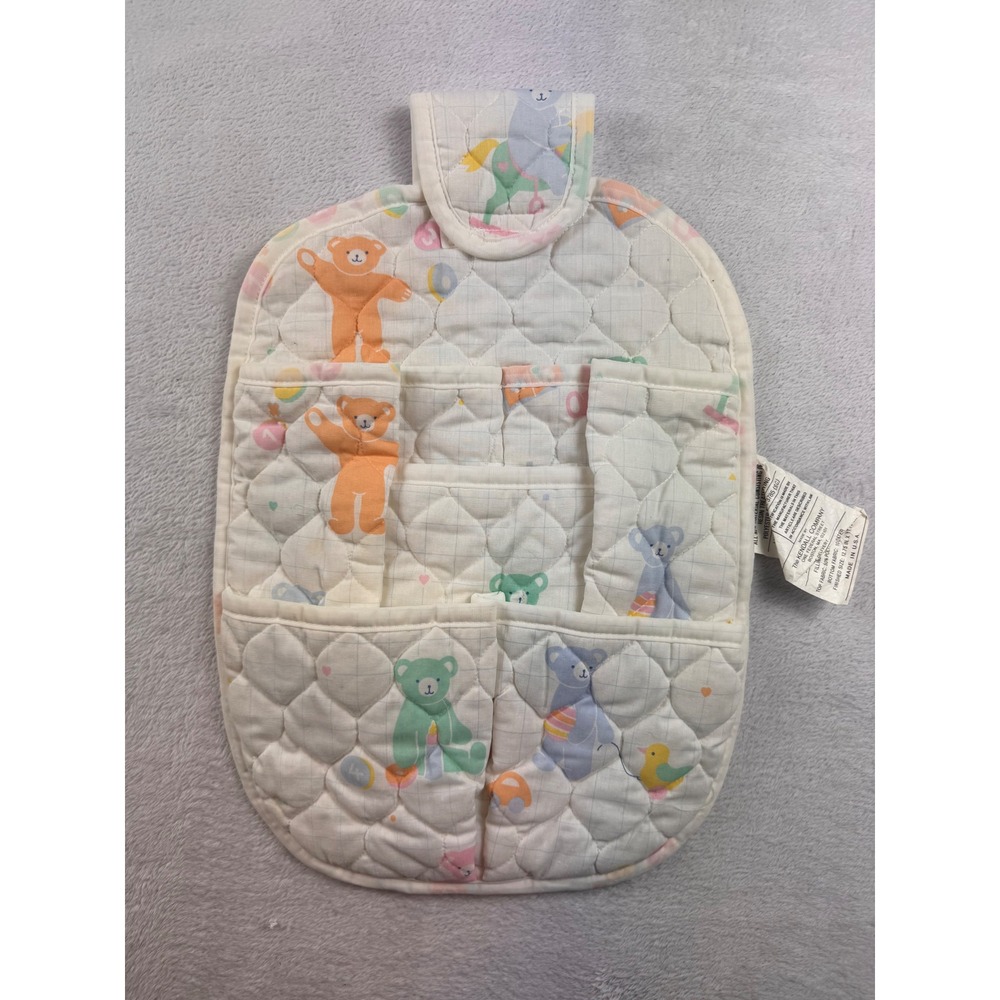 Vintage The Kendall Company Quilted Nursery Organizer Pastel Teddy Bear Pockets